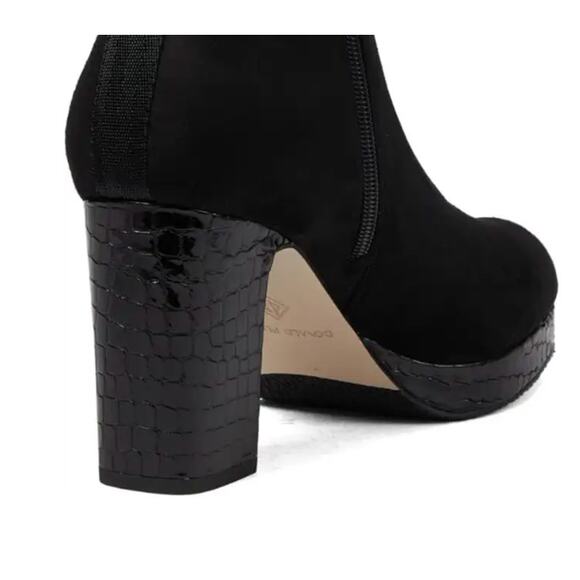 Donald Pliner Zari Crocodile Platform Heel Mid Boots | 8.5 Black Suede NEW $298 - Picture 11 of 12